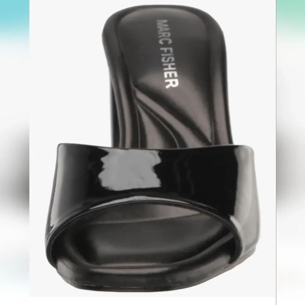BRAND NEW MARC FISHER MFCYNLEA-C GLOSSY BLACK MULES SANDAL R3 - Picture 16 of 16
